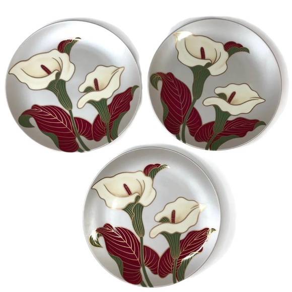 Fitz and Floyd Calla Lily Porcelain Plates 7.5” Lot of 3 - Picture 1 of 7